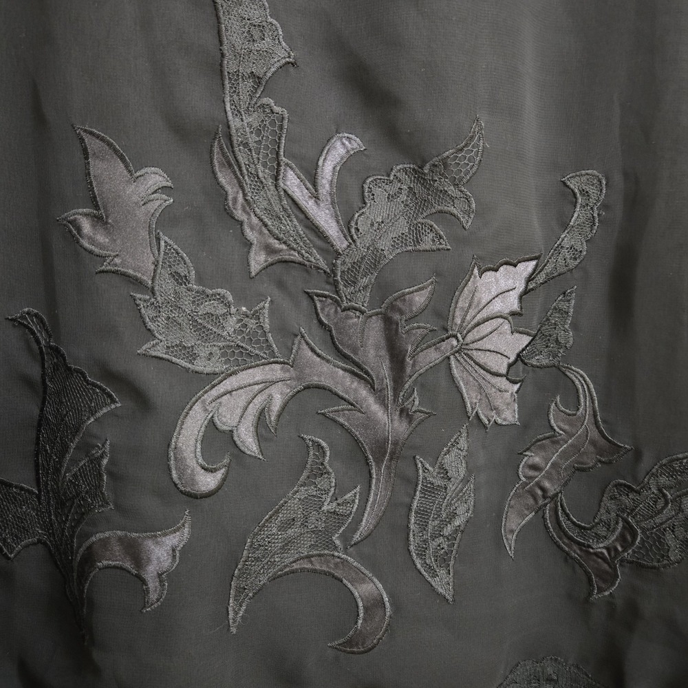 Vintage Victorias Secret Black Sheer Floral Embroidered Lace Trim Blouse Top L - Picture 4 of 13